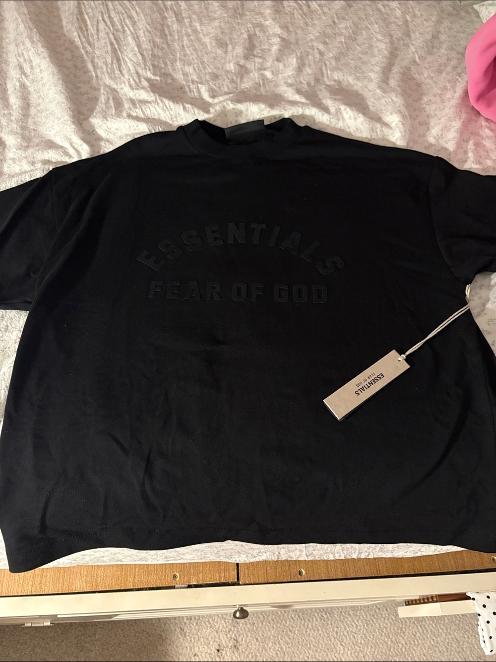 Essentials Black Short Sleeve Embossed Logo Tee